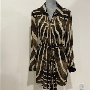 Women’s Haute Hippie silk shirt dress animal print